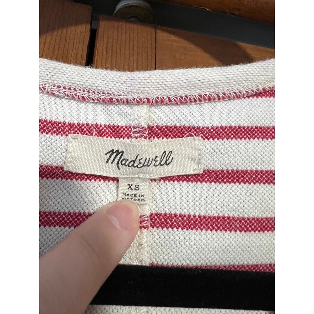 Madewell Women's Vacances Striped Sleeveless Shift Dress Red Cream V-Neck SZ XS - Picture 5 of 8